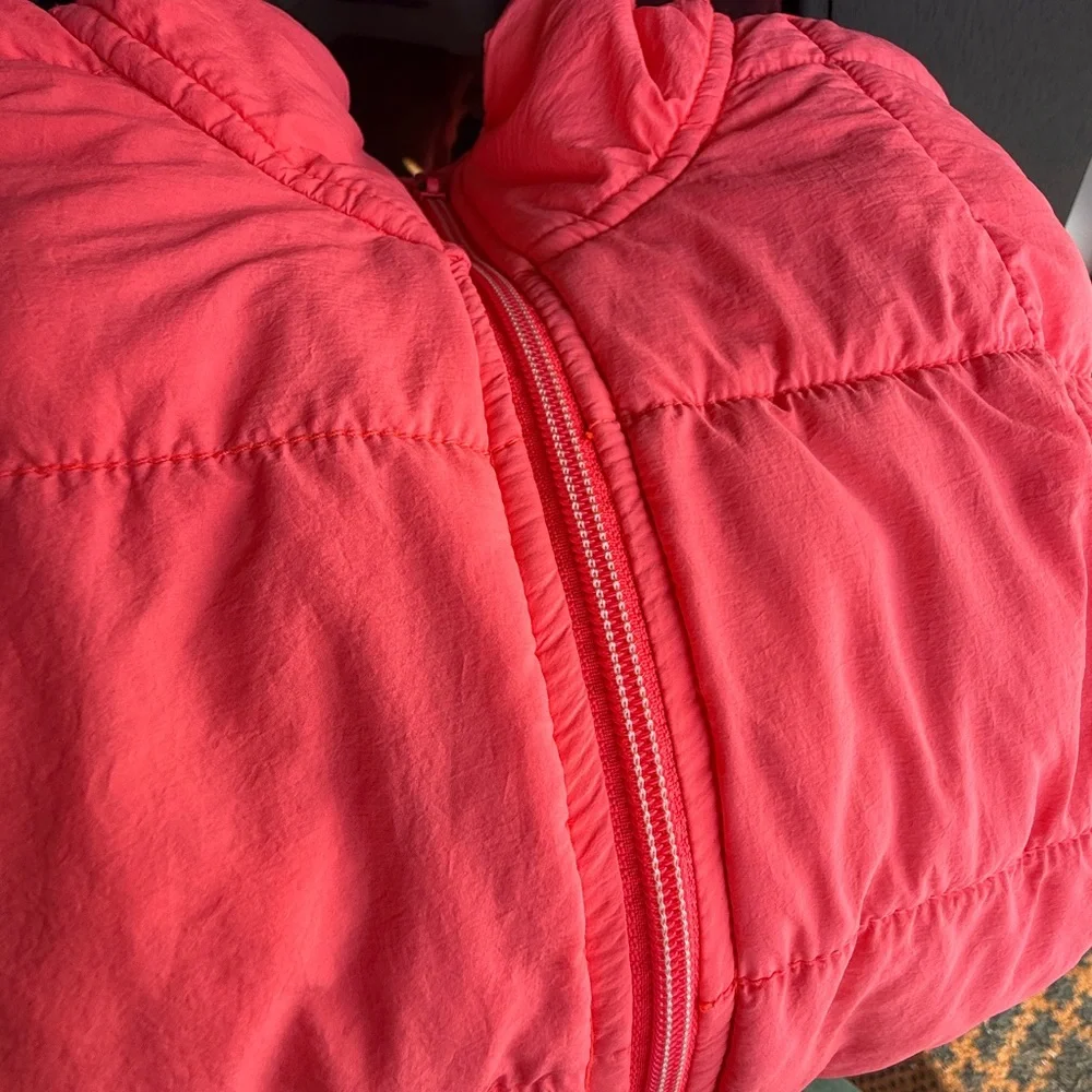 Free People Pippa Packable Puffer Jacket Bomber Size S NEW Neon Orange - Picture 11 of 12